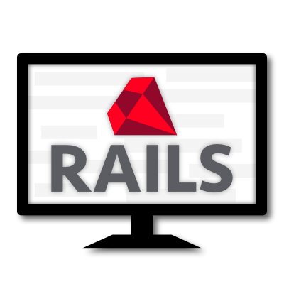 Rails Logo auf Bildschirm